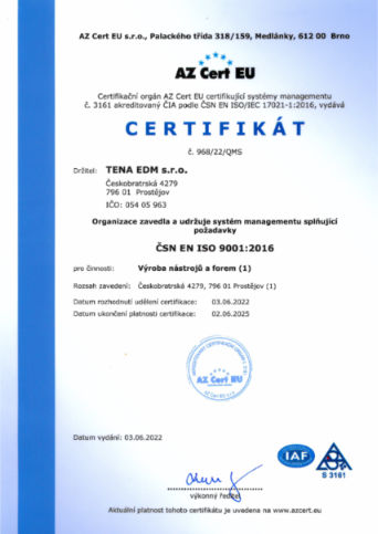 TENA EDM - ISO 9001